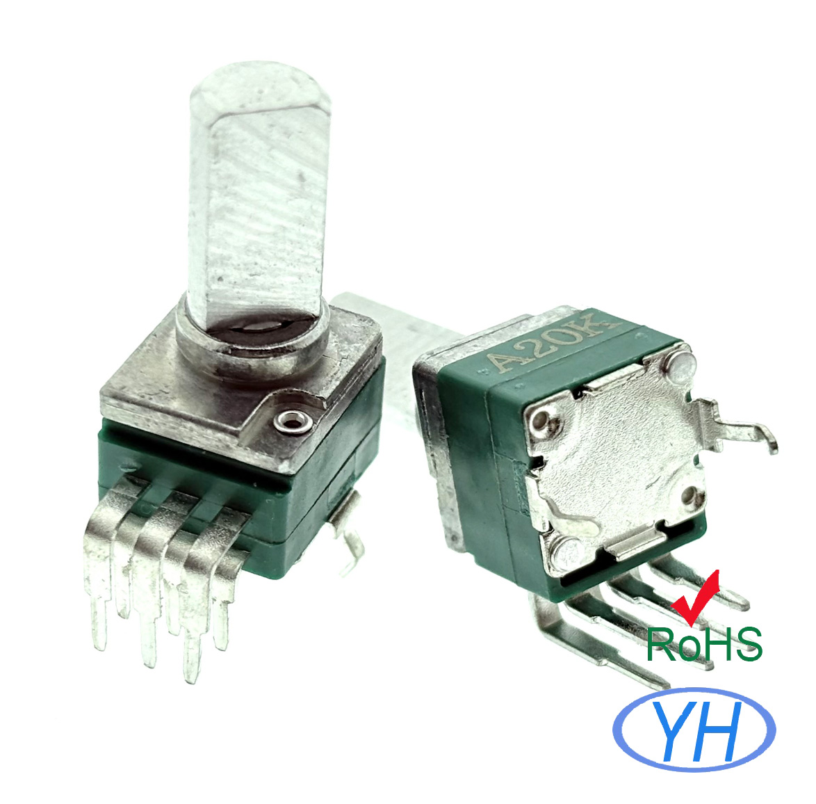 Customization RV09 RK097 1K 2K 5K 4.7K 10K 20K 47K 50K 100K 250K 500K 1M ohm 9mm vertical dual potentiometer without thread for car Amplifier