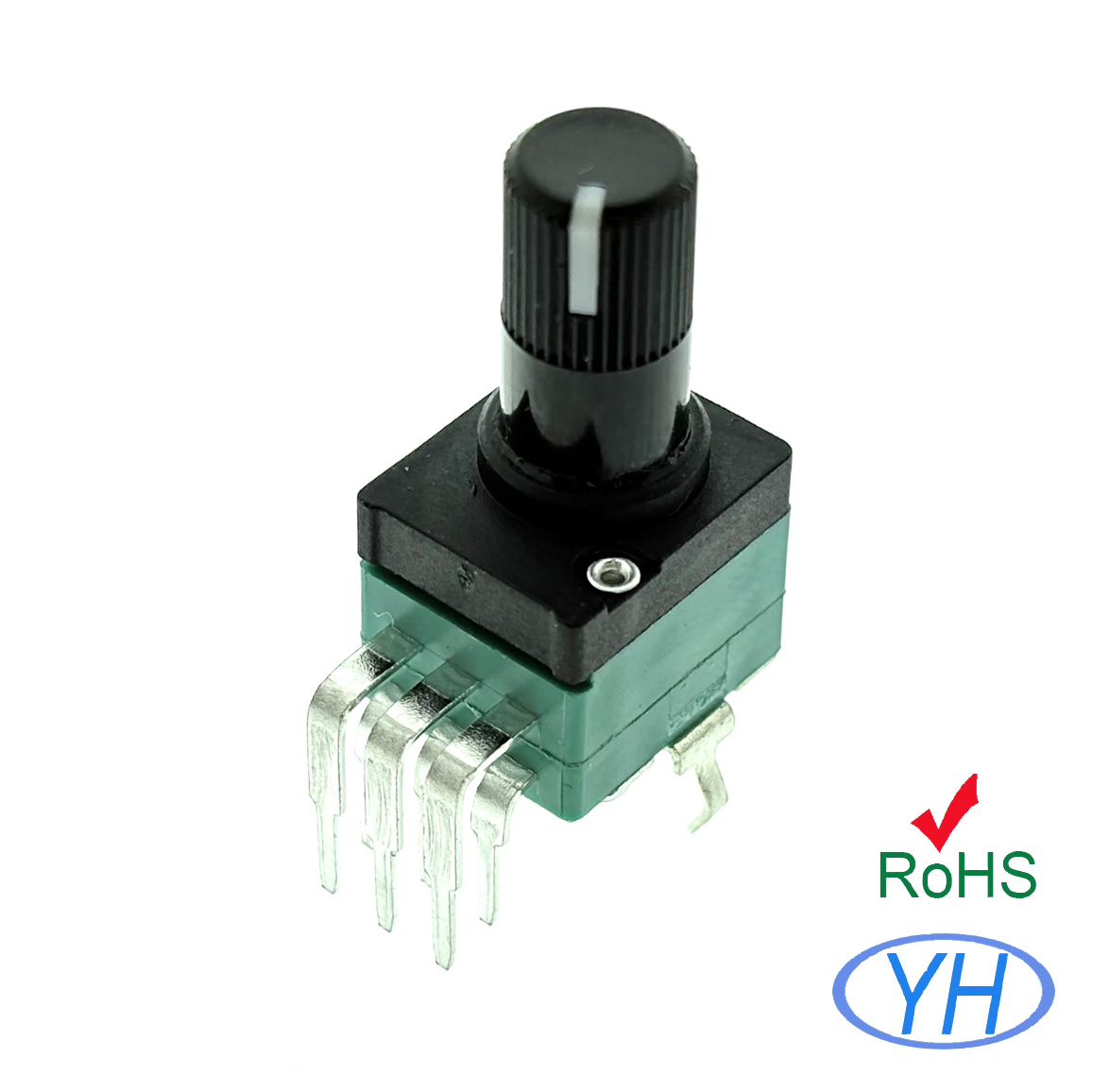 RV097 9mm Dual potentiometer with plastic potentiometer and white point on the top of shaft