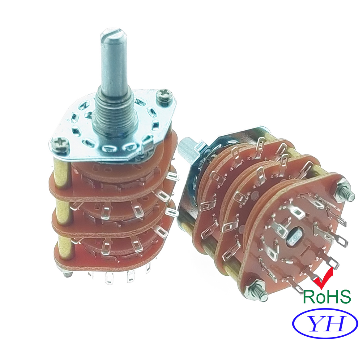 Factory direct sales High Quality 25mm 3 way Multi way Rotary Route Switch RS25 rotary route switch 1P12T / 2P6T / 3P4T / 4P3T 12 positions